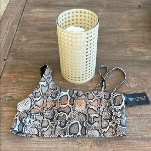 Onzie Black and tan Snake Print jazzercise Bra